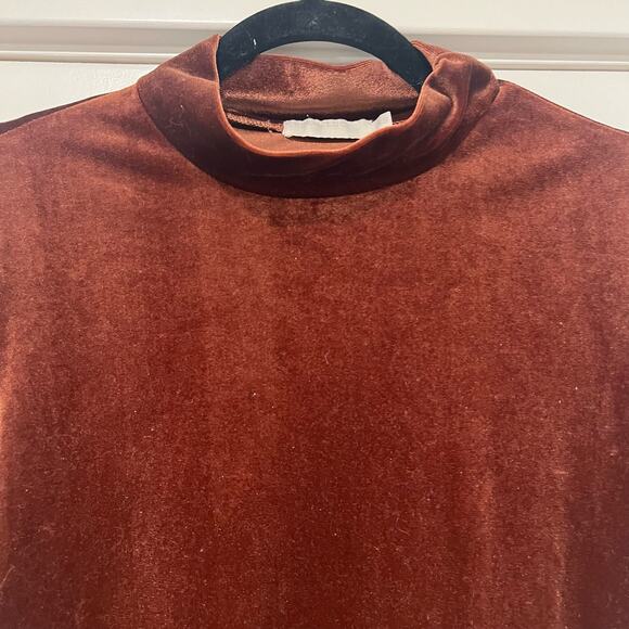 Vera and Lucy Women's Velvet Short Sleeve Turtleneck Brown Size XS - Picture 3 of 9